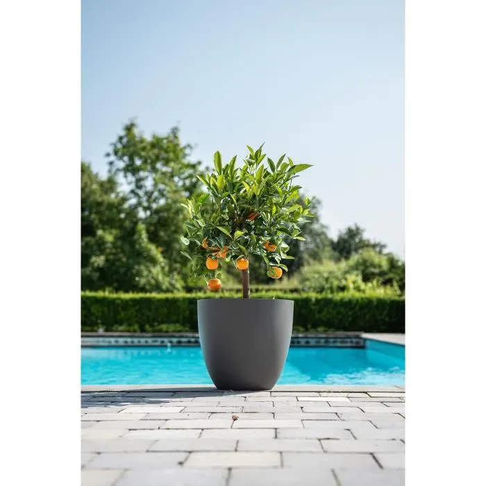 GARDEN ID - Pot de fleurs Phoenix Anthracite - 48 x 42 cm - 100% Recyclé et Recyclable - Résistant au Gel et aux UV - Pour Extérieur et Jardin