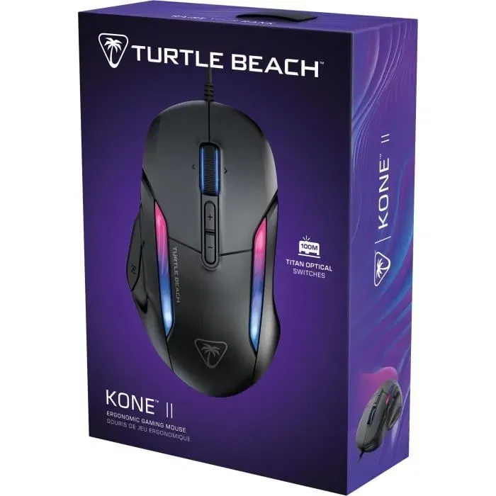 Turtle Beach Kone II - Souris gaming sans fil ultra légère - Capteur optique 26000 DPI - 23 boutons personnalisables - Noir