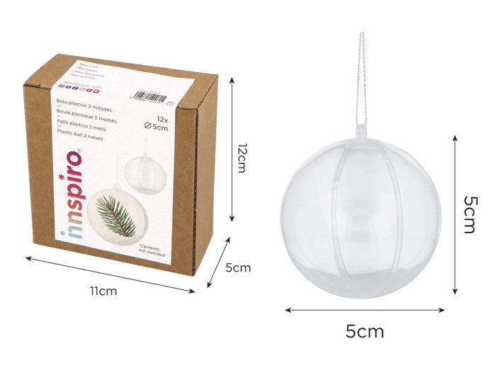 Innspiro Pack de 12 boules en plastique transparent de 5 cm Innspiro Pack de 12 boules en plastique transparent de 5 cm