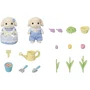 Sylvanian Families - Poupées Lapin Bélié Frère et Soeur - Figurines Articulées pour le Jardinage avec Accessoires - Multicolore