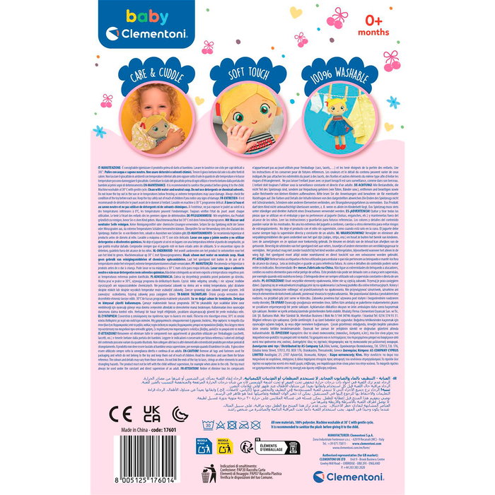 Clementoni Poupée Souple Cherry Terry 17601 avec peluche douce, jouet d'éveil sensoriel multilingue dès la naissance Clementoni Poupée Souple Cherry Terry 17601 avec peluche douce, jouet d'éveil sensoriel multilingue dès la naissance
