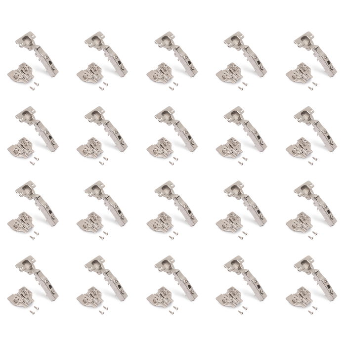 Emuca Lot de 20 charnières droites X91 avec fermeture amortie et embases euro, hauteur 0, acier, nickelé Emuca Lot de 20 charnières droites X91 avec fermeture amortie et embases euro, hauteur 0, acier, nickelé