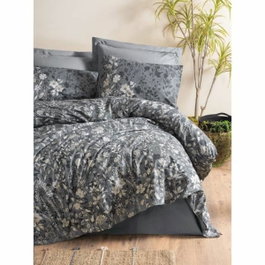 Parure de couette 220 x 240 cm en coton renforcé Anthracite - 3 pièces