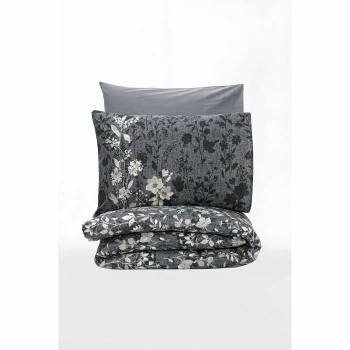 Parure de couette 220 x 240 cm en coton renforcé Anthracite - 3 pièces