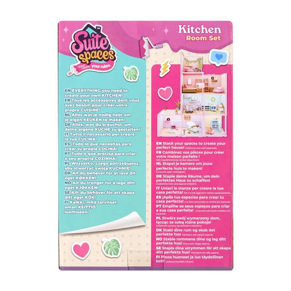 Bizak - Diseña Tu Cocina Suite Spaces - Jeu de création de cuisine - 20 accessoires, 2 papiers peints et 1 papier de sol - Langue du jeu : espagnol