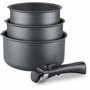 Arthur Martin Set de 3 casseroles Gris Mat (16-18-20 cm) avec poignée amovible
