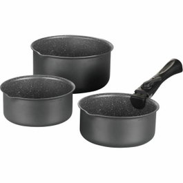 Arthur Martin Set de 3 casseroles Gris Mat (16-18-20 cm) avec poignée amovible