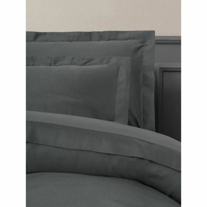BigBuy Home Parure de couette Anthracite 220 x 240 cm en satin de coton BigBuy Home Parure de couette Anthracite 220 x 240 cm en satin de coton