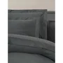 Parure de lit King en satin de coton 100%, 210 fils, anthracite - 1 housse de couette 220x240 cm + 2 taies d'oreiller 60x60 cm