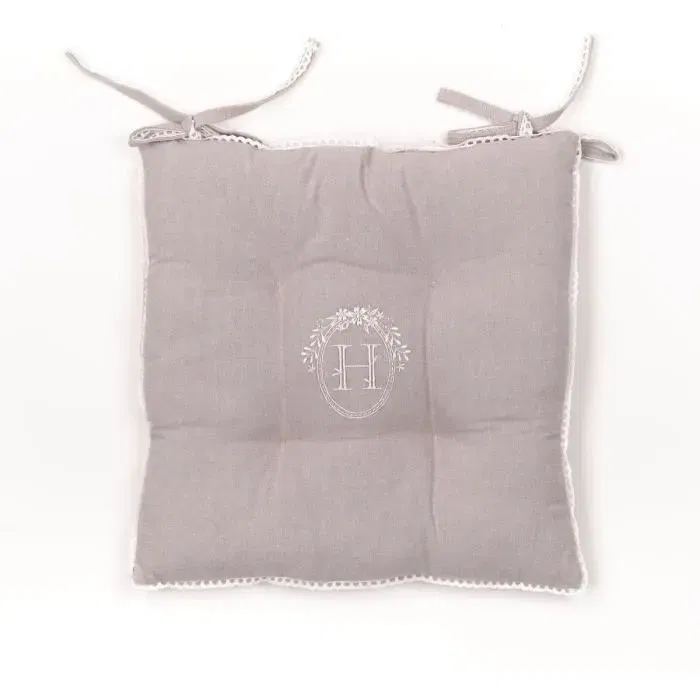 Today Assise Matelassée - Gamme Charme - Housse en Coton avec Broderie et Liseré Dentelle - 40x40 cm - Fixation par Nouettes Today Assise Matelassée - Gamme Charme - Housse en Coton avec Broderie et Liseré Dentelle - 40x40 cm - Fixation par Nouettes