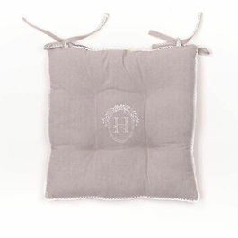 Today Assise Matelassée - Gamme Charme - Housse en Coton avec Broderie et Liseré Dentelle - 40x40 cm - Fixation par Nouettes