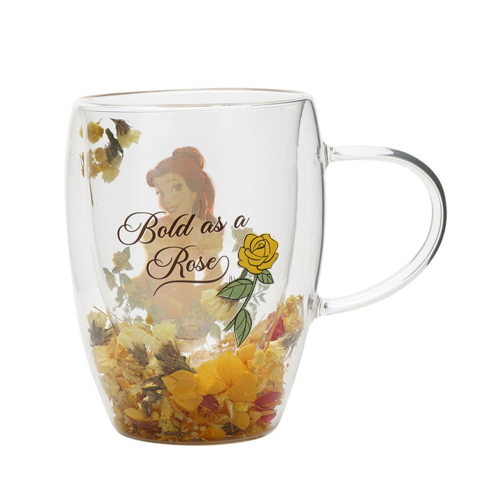 WIDDOP & CO Taza cristal flores secas Bella Princesas Disney