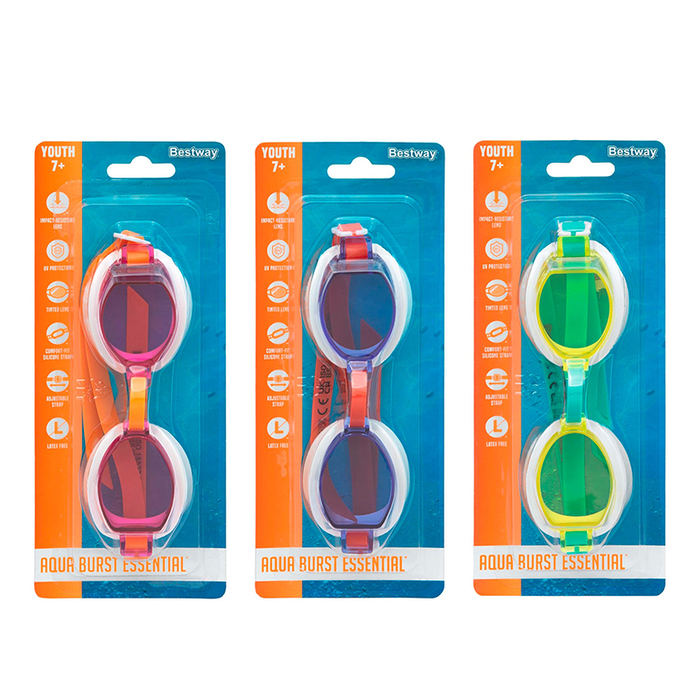 Bestway 21048 Lunettes de Natation Junior Silicone Taille Enfant +7 Ans Couleur Assortie Piscine et Plage