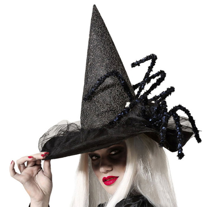 BigBuy Carnival Chapeau de Sorcière avec Araignée Bleue et Tulle pour Adulte BigBuy Carnival Chapeau de Sorcière avec Araignée Bleue et Tulle pour Adulte