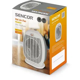 Sencor Radiateur à air chaud SFH 7057WH - 2000 W - 2 niveaux de chauffage - Thermostat réglable - Fonction air froid - Oscillation 90° - Blanc