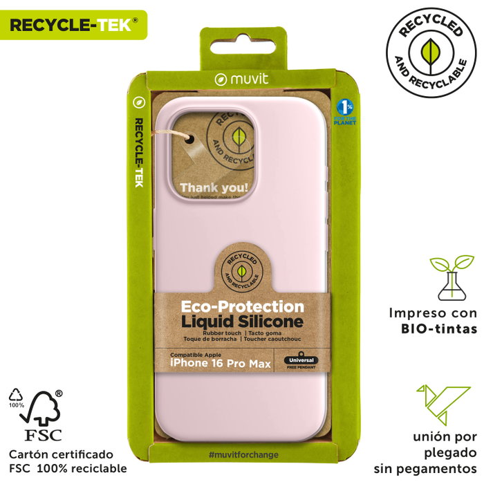 Muvit Coque Recycletek Liquid Silicone pour Apple – Silicone recyclé certifié GRS, protection antichocs, finition douce Muvit Coque Recycletek Liquid Silicone pour Apple – Silicone recyclé certifié GRS, protection antichocs, finition douce