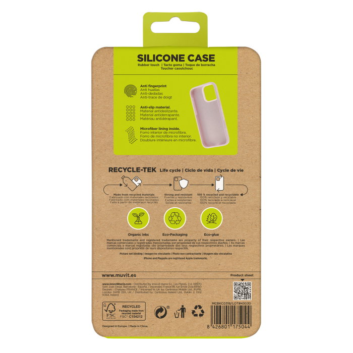 Muvit Coque Recycletek Liquid Silicone pour Apple – Silicone recyclé certifié GRS, protection antichocs, finition douce Muvit Coque Recycletek Liquid Silicone pour Apple – Silicone recyclé certifié GRS, protection antichocs, finition douce