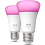 Philips Hue - Pack de 2 ampoules LED connectées E27 A60 8.1W - Lumiere blanche (1000-2000K) et couleur - 1100 lumens - Avec technologie Chromasync