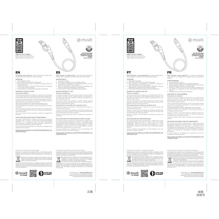 Câble USB A vers USB-C Muvit for Change Noir Câble USB A vers USB-C Muvit for Change Noir