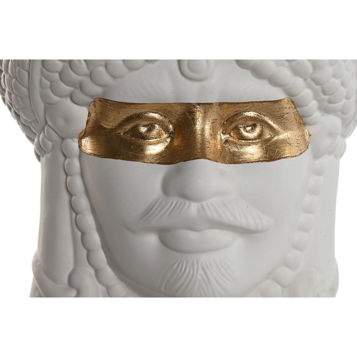 Cache-pot Home ESPRIT Blanc Doré Porcelaine 15 x 15 x 26.5 cm (2 Unités)