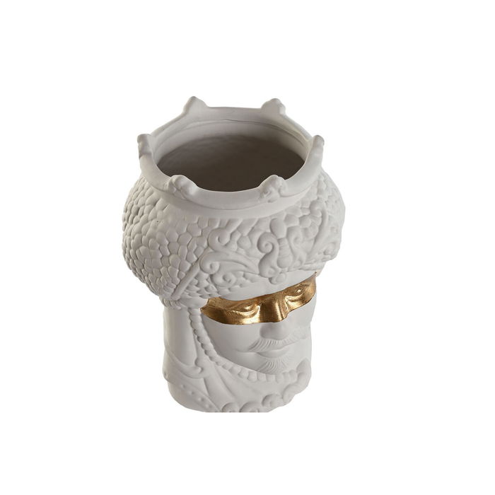 Cache-pot Home ESPRIT Blanc Doré Porcelaine 15 x 15 x 26.5 cm (2 Unités)