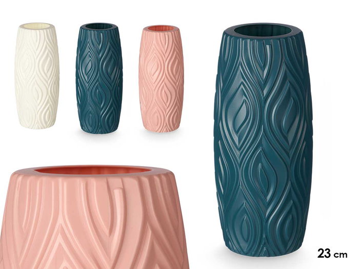 GIFTDECOR Lot de 24 Vases Ovales en Plastique avec Relief - Bleu, Blanc, Rose GIFTDECOR Lot de 24 Vases Ovales en Plastique avec Relief - Bleu, Blanc, Rose