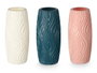 GIFTDECOR Lot de 24 Vases Ovales en Plastique avec Relief - Bleu, Blanc, Rose