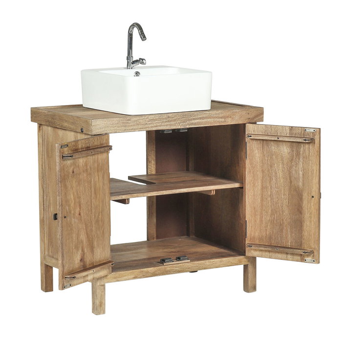 Home ESPRIT Meuble bas pour lavabo Céramique et Bois de manguier Marron 81 X 56 X 78 CM
