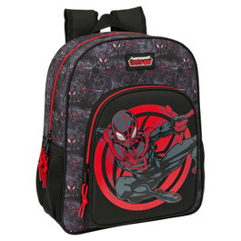 SAFTA Sac à dos Miles Morales Spider-Man Marvel 38 cm, adaptable aux porte-bagages, bretelles ergonomiques, poches latérales pour bouteilles