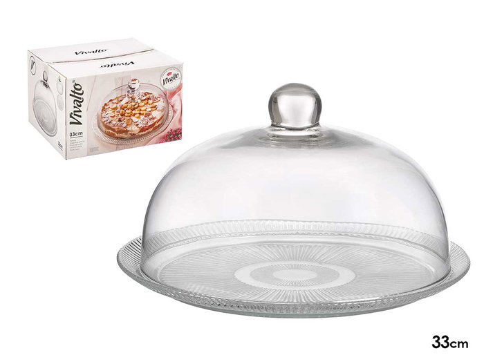 Vivalto Plat de service avec couvercle en verre 33 cm Transparent (Set de 2) Vivalto Plat de service avec couvercle en verre 33 cm Transparent (Set de 2)
