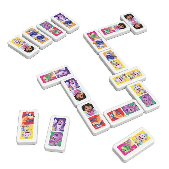 Spinmaster - Dora l'exploratrice - Jeu de dominos - 28 pièces - Boîte métallique - De 2 à 4 joueurs - Dès 4 ans