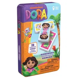 Spinmaster - Dora l'exploratrice - Jeu de dominos - 28 pièces - Boîte métallique - De 2 à 4 joueurs - Dès 4 ans