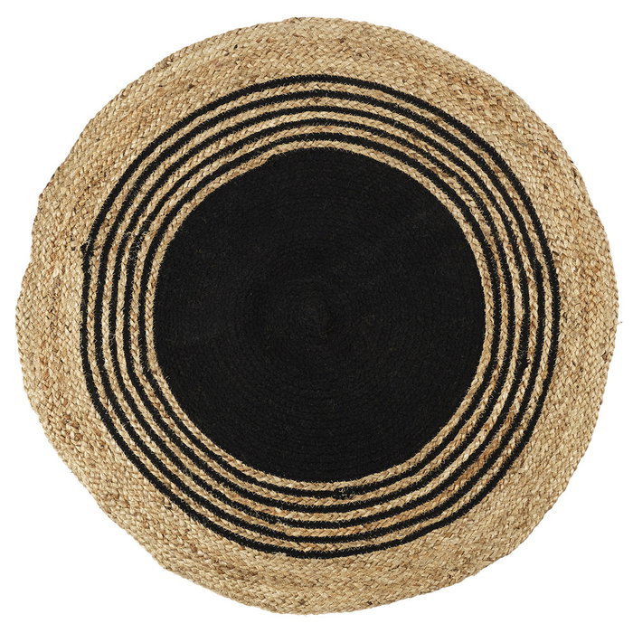 Home Deco Factory Tapis rond en jute noir géométrique 90 cm Home Deco Factory Tapis rond en jute noir géométrique 90 cm