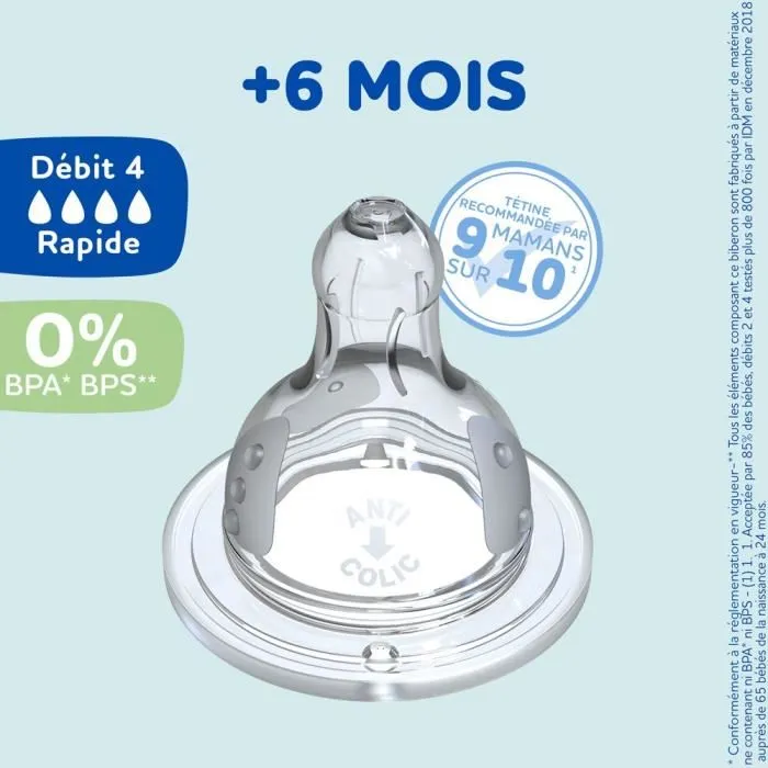 Dodie Tétines Rondes Initiation Lot de 4 - Débit 4 pour Liquides Épais, Système 3 Vitesses et Valve Anti-Colique