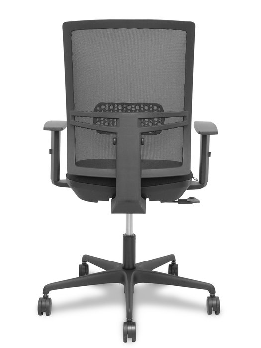 Chaise Yunquera Synchro 4 positions tissu Noir Base en nylon noir Accoudoir 1D Sans appui-tête Roulettes 65mm nylon