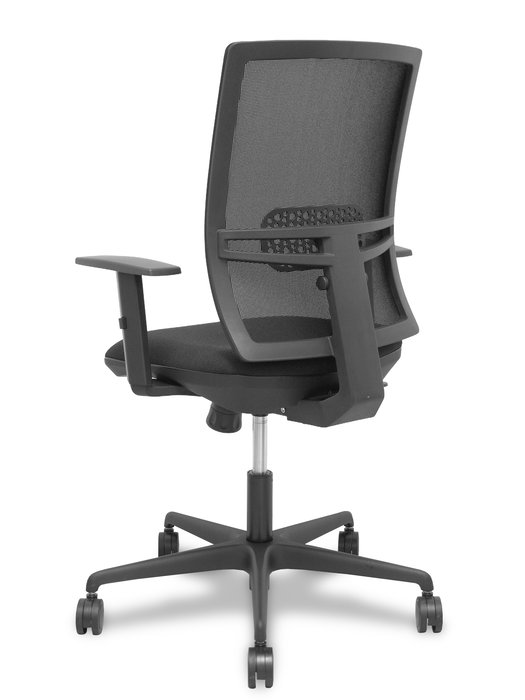 Chaise Yunquera Synchro 4 positions tissu Noir Base en nylon noir Accoudoir 1D Sans appui-tête Roulettes 65mm nylon