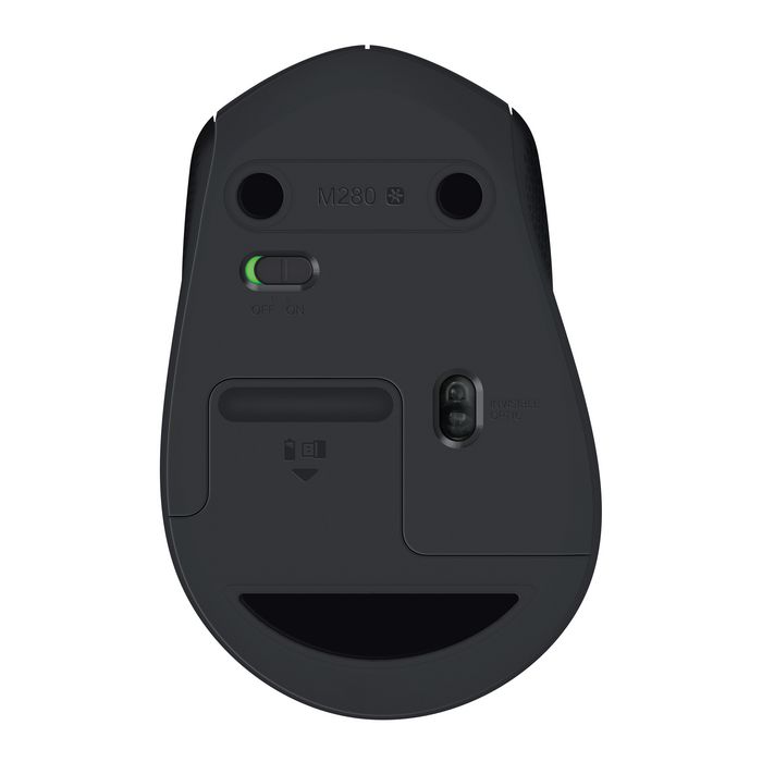 Logitech M280 - Souris sans fil optique 1000 DPI pour droitiers, autonomie 18 mois, nano-récepteur USB, compatible Windows/Mac/Chrome/Linux/Chromebook, Noir