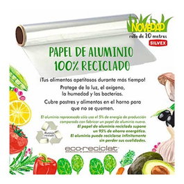 SILVEX Papier d'aluminium de cuisine 100% recyclé, rouleau de 20 m