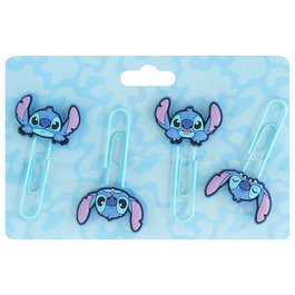 ERIK - Set de 4 Clips Stitch Disney avec Toppers, en Métal et PVC
