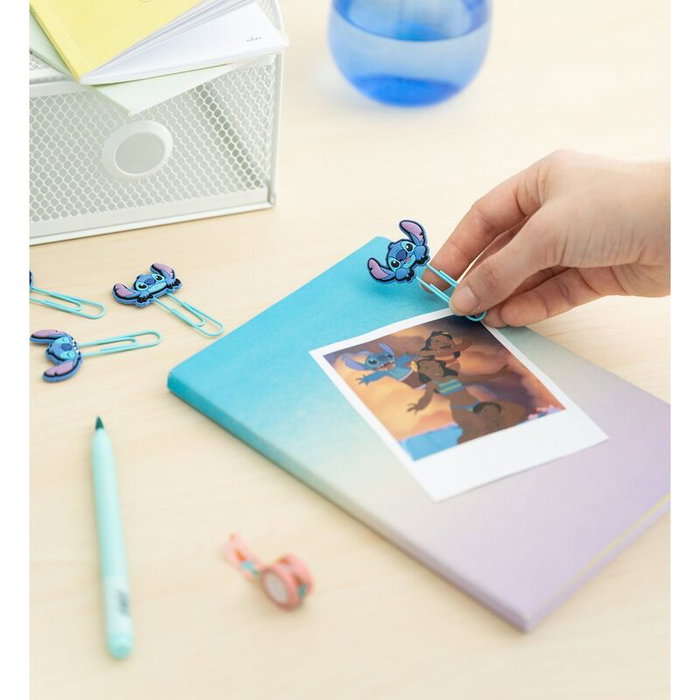 ERIK - Set de 4 Clips Stitch Disney avec Toppers, en Métal et PVC