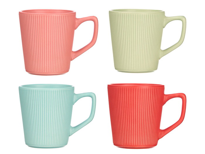 Vessia Tasse Petit Déjeuner avec Anse Couleurs Vives 420 ml Céramique 13x11x10 cm Lot Mixte (Set de 24)