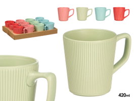Vessia Tasse Petit Déjeuner avec Anse Couleurs Vives 420 ml Céramique 13x11x10 cm Lot Mixte (Set de 24)