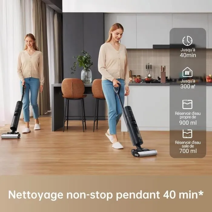 Dreame H13 Pro Aspirateur eau et poussière, séchage air chaud 30 min, aut nettoiement double rotation, 18 kPa