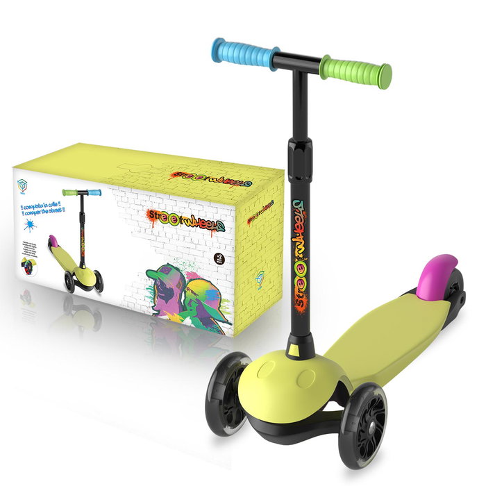 DEQUBE Trottinette Enfant 3 Roues Pliable avec LED, Aluminium, Hauteur Réglable, Frein Arrière - Recommandé 2-6 Ans DEQUBE Trottinette Enfant 3 Roues Pliable avec LED, Aluminium, Hauteur Réglable, Frein Arrière - Recommandé 2-6 Ans