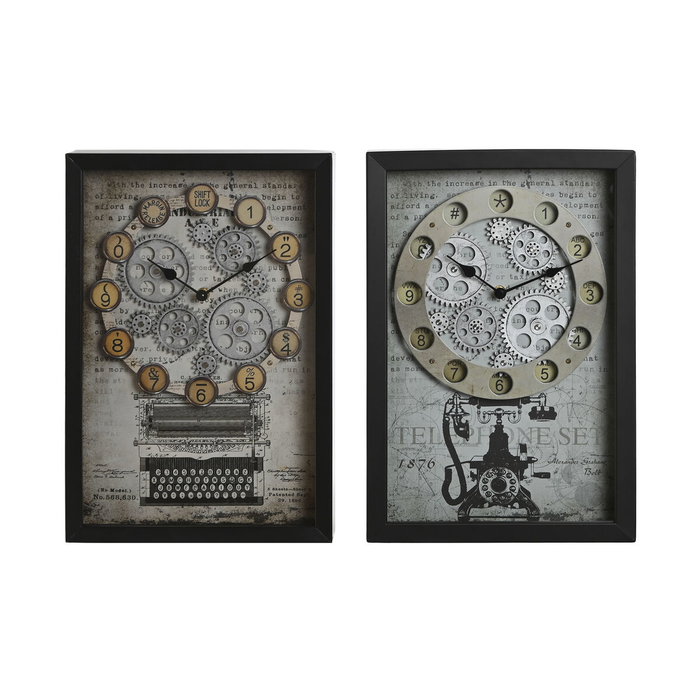 Horloge Murale Home ESPRIT Jaune Blanc Noir Gris Métal Verre Vintage 27,5 x 6,5 x 40,5 cm (2 Unités) Horloge Murale Home ESPRIT Jaune Blanc Noir Gris Métal Verre Vintage 27,5 x 6,5 x 40,5 cm (2 Unités)