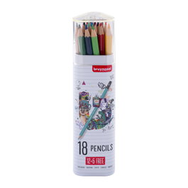 Bruynzeel Étui métallique de crayons de couleur 12 + 6 couleurs libres