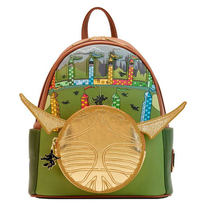 Loungefly Mochila Snitch Dorada Harry Potter - Sac à dos en cuir synthétique doré 26 cm (20.62x27.5x10 cm)