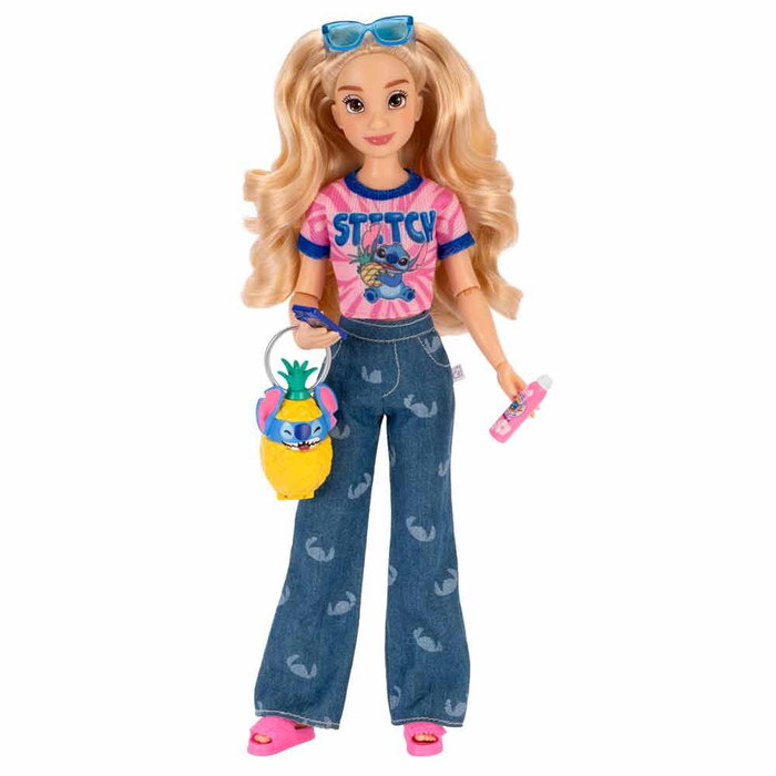 JAKKS PACIFIC - Poupée Fashion Doll Stitch Disney Lilo & Stitch 25cm avec 13 Points d'Articulation, Sac et Accessoires
