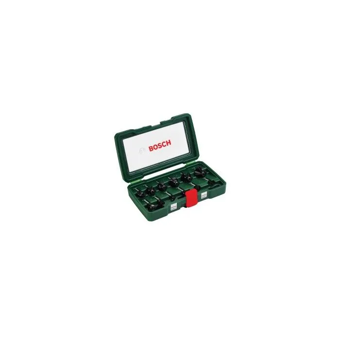 Bosch Coffret Accessoires de Fraisage - 12 Fraises au Carbure pour Défonceuse, pour Bois, Matériaux Composites et Synthétiques, Queue de 8 mm