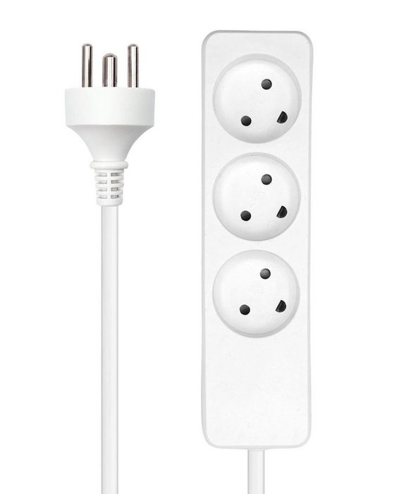 MicroConnect Multiprise MC-GRU0305DKW - 3 Prises Danoises Blanc - Câble de 5 m - Pour Bureau et Domicile